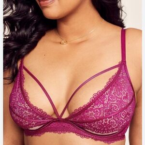 Adore Me Lace Strappy Bralette in Berry